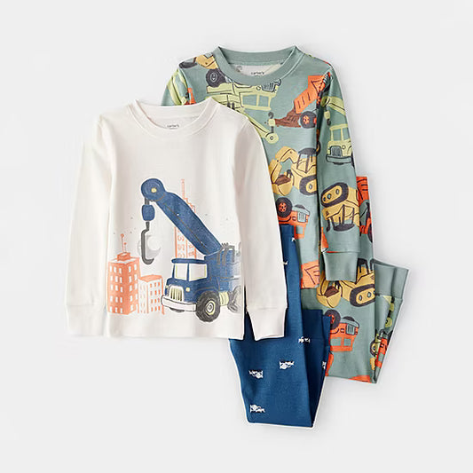 Carter's Toddler Boys Rib Round Neck Long Sleeve 4-pc. Pajama Sets