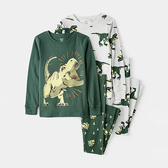 Carter's Little & Big Kid Boys Rib Round Neck Long Sleeve 4-pc. Pajama Sets